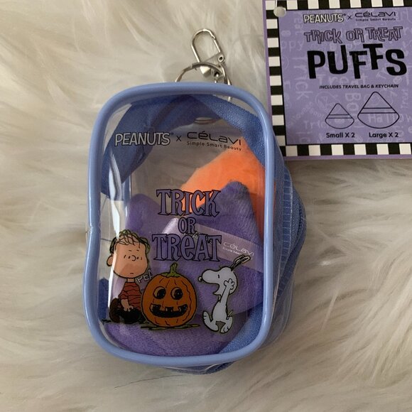 CELAVI X PEANUTS Snoopy Travel Cosmetic Puffs with Keychain Case - Picture 3 of 3
